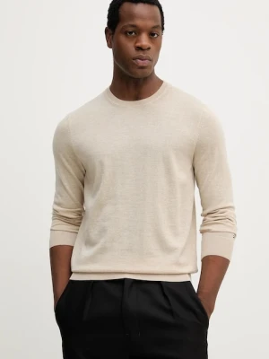 Tommy Hilfiger sweter wełniany męski kolor beżowy lekki MW0MW39775