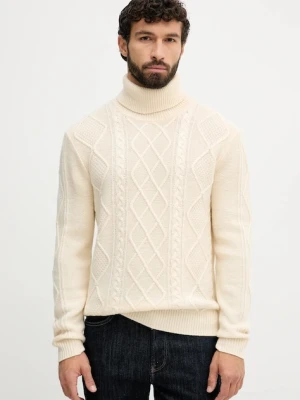 Tommy Hilfiger sweter wełniany męski kolor beżowy z golferm MW0MW40914