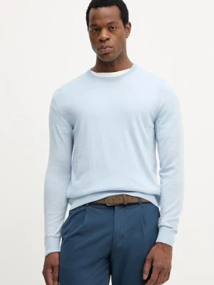 Tommy Hilfiger sweter wełniany męski kolor niebieski lekki MW0MW39775