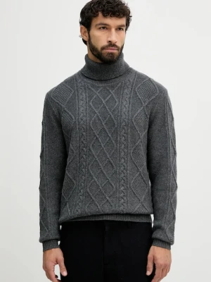 Tommy Hilfiger sweter wełniany męski kolor szary z golferm MW0MW40914