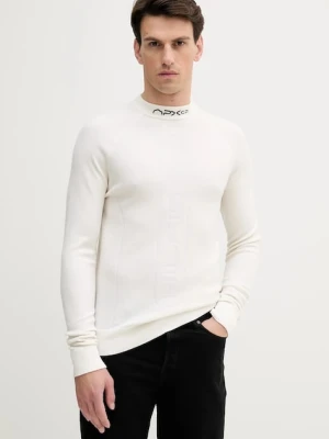 Tommy Hilfiger sweter wełniany x F1 THE MOVIE męski kolor beżowy lekki MW0MW41383