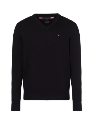 Tommy Hilfiger Sweter z dodatkiem kaszmiru Mężczyźni Bawełna czarny jednolity,