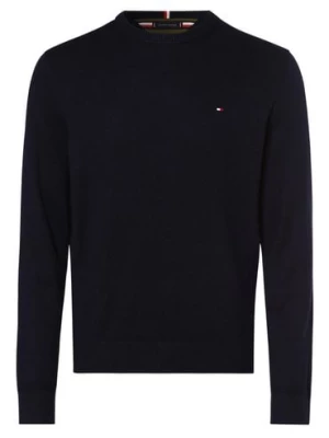 Tommy Hilfiger Sweter z dodatkiem kaszmiru Mężczyźni Bawełna niebieski jednolity,