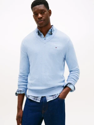 Tommy Hilfiger Sweter z dodatkiem kaszmiru Mężczyźni Bawełna niebieski marmurkowy,