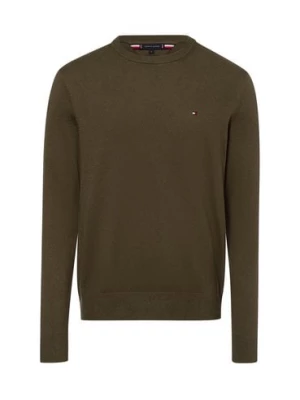 Tommy Hilfiger Sweter z dodatkiem kaszmiru Mężczyźni Bawełna zielony jednolity,