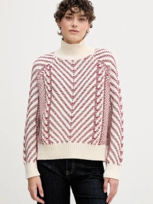 Tommy Hilfiger sweter z dodatkiem wełny damski kolor czerwony ciepły z golfem WW0WW46410