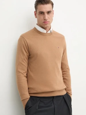 Tommy Hilfiger sweter z domieszką kaszmiru kolor brązowy lekki