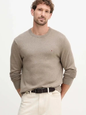 Tommy Hilfiger sweter z domieszką kaszmiru kolor brązowy lekki MW0MW28046