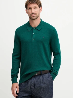 Tommy Hilfiger sweter z domieszką kaszmiru kolor zielony lekki MW0MW36519