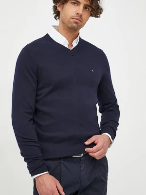 Tommy Hilfiger sweter z domieszką kaszmiru męski kolor granatowy lekki