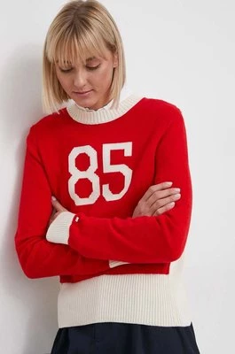 Tommy Hilfiger sweter z domieszką wełny damski kolor czerwony lekki WW0WW40718CHEAPER