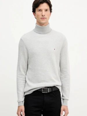 Tommy Hilfiger sweter z domieszką wełny męski kolor szary lekki z golferm MW0MW40446