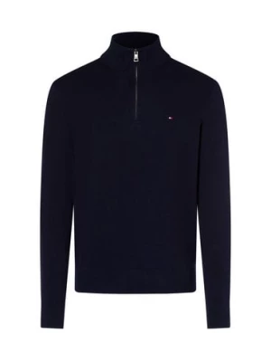 Tommy Hilfiger Sweter z zawartością kaszmiru Mężczyźni Bawełna niebieski jednolity,