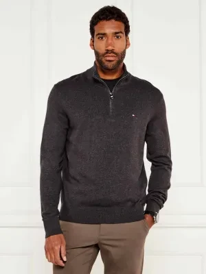 Tommy Hilfiger Sweter ZIP MOCK | Regular Fit | z dodatkiem kaszmiru