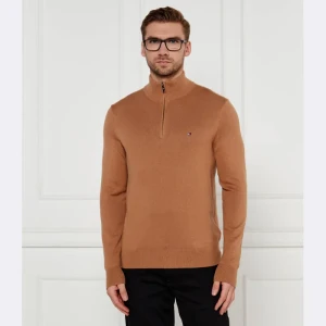 Tommy Hilfiger Sweter ZIP MOCK | Regular Fit | z dodatkiem kaszmiru