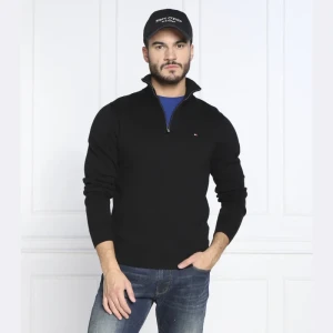 Tommy Hilfiger Sweter ZIP MOCK | Regular Fit | z dodatkiem kaszmiru