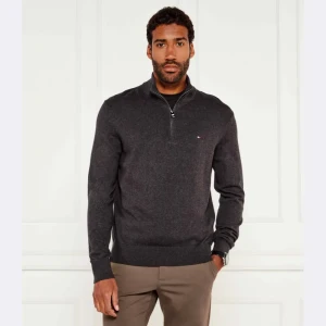 Tommy Hilfiger Sweter ZIP MOCK | Regular Fit | z dodatkiem kaszmiru