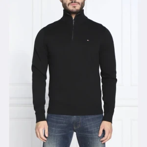 Tommy Hilfiger Sweter ZIP MOCK | Regular Fit | z dodatkiem kaszmiru