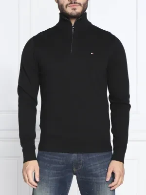 Tommy Hilfiger Sweter ZIP MOCK | Regular Fit | z dodatkiem kaszmiru