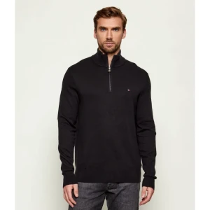 Tommy Hilfiger Sweter ZIP MOCK | Regular Fit | z dodatkiem kaszmiru