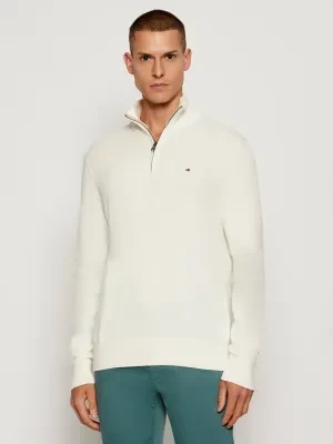 Tommy Hilfiger Sweter ZIP MOCK | Regular Fit | z dodatkiem kaszmiru