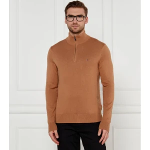 Tommy Hilfiger Sweter ZIP MOCK | Regular Fit | z dodatkiem kaszmiru