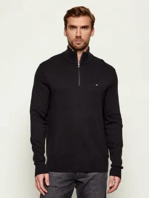 Tommy Hilfiger Sweter ZIP MOCK | Regular Fit | z dodatkiem kaszmiru