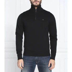 Tommy Hilfiger Sweter ZIP MOCK | Regular Fit | z dodatkiem kaszmiru