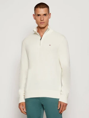 Tommy Hilfiger Sweter ZIP MOCK | Regular Fit | z dodatkiem kaszmiru