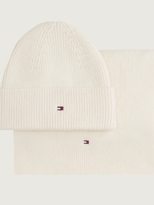 Tommy Hilfiger Szal + czapka | z dodatkiem wełny ecru