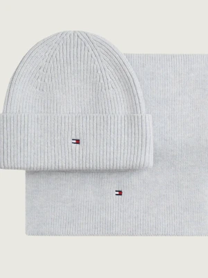 Tommy Hilfiger Szal + czapka | z dodatkiem wełny szary