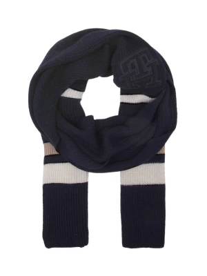 Tommy Hilfiger Szal TH MONOGRAM | z dodatkiem wełny i kaszmiru granatowy