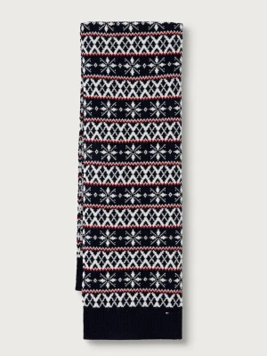 Tommy Hilfiger szalik męski z wełną granatowy