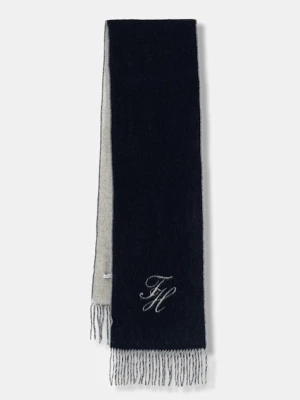 Tommy Hilfiger szalik wełniany damski kolor granatowy gładki AW0AW18222