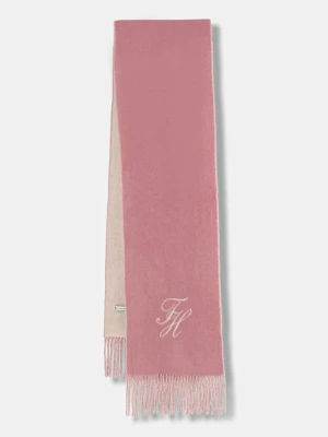 Tommy Hilfiger szalik wełniany damski kolor różowy gładki AW0AW18222