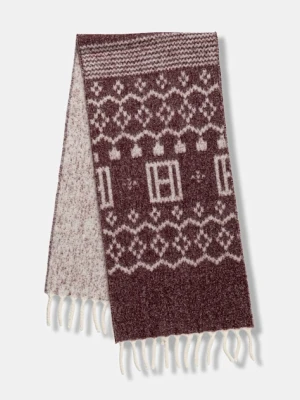 Tommy Hilfiger szalik z dodatkiem wełny damski kolor bordowy wzorzysty AW0AW17968