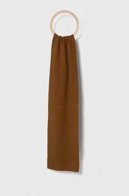 Tommy Hilfiger szalik z domieszką kaszmiru kolor brązowy gładki