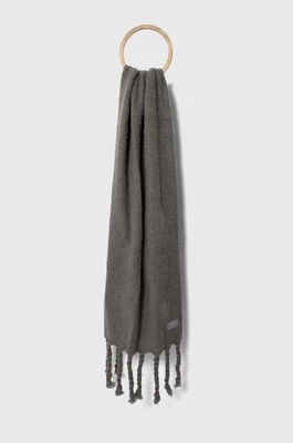 Tommy Hilfiger szalik z domieszką wełny kolor szary gładki