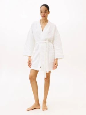 Tommy Hilfiger Szlafrok damski Kobiety biały jednolity,