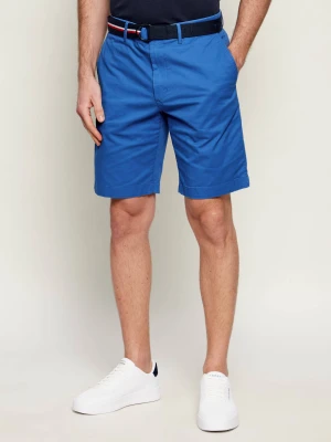 Tommy Hilfiger Szorty chino + pasek Denton | Slim Fit niebieski