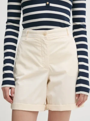 Tommy Hilfiger szorty damskie kolor beżowy gładkie high waist WW0WW42457