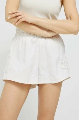 Tommy Hilfiger szorty damskie kolor beżowy z aplikacją high waist