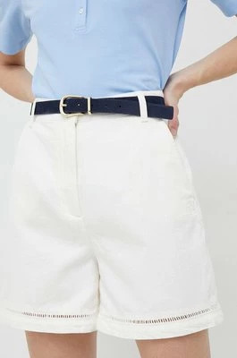 Tommy Hilfiger szorty damskie kolor biały gładkie high waist
