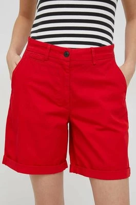 Tommy Hilfiger szorty damskie kolor czerwony gładkie medium waist