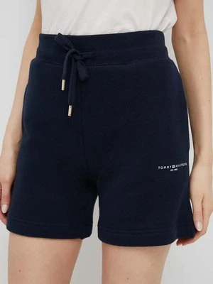 Tommy Hilfiger szorty damskie kolor granatowy gładkie high waist WW0WW38348