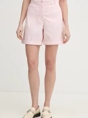 Tommy Hilfiger szorty damskie kolor różowy gładkie high waist WW0WW42457