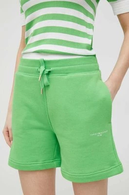 Tommy Hilfiger szorty damskie kolor zielony gładkie high waist WW0WW38348