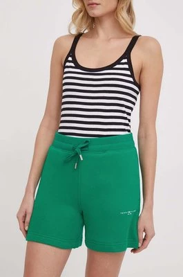 Tommy Hilfiger szorty damskie kolor zielony gładkie high waist