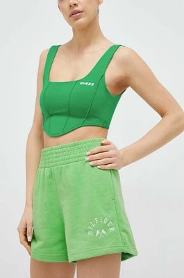 Tommy Hilfiger szorty damskie kolor zielony z aplikacją high waist