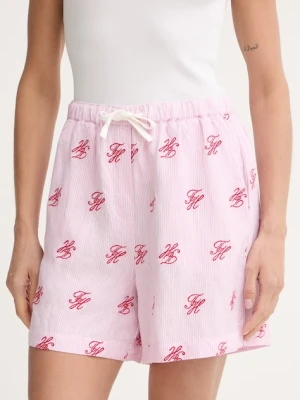 Tommy Hilfiger szorty damskie z lnem SUMMER różowy
